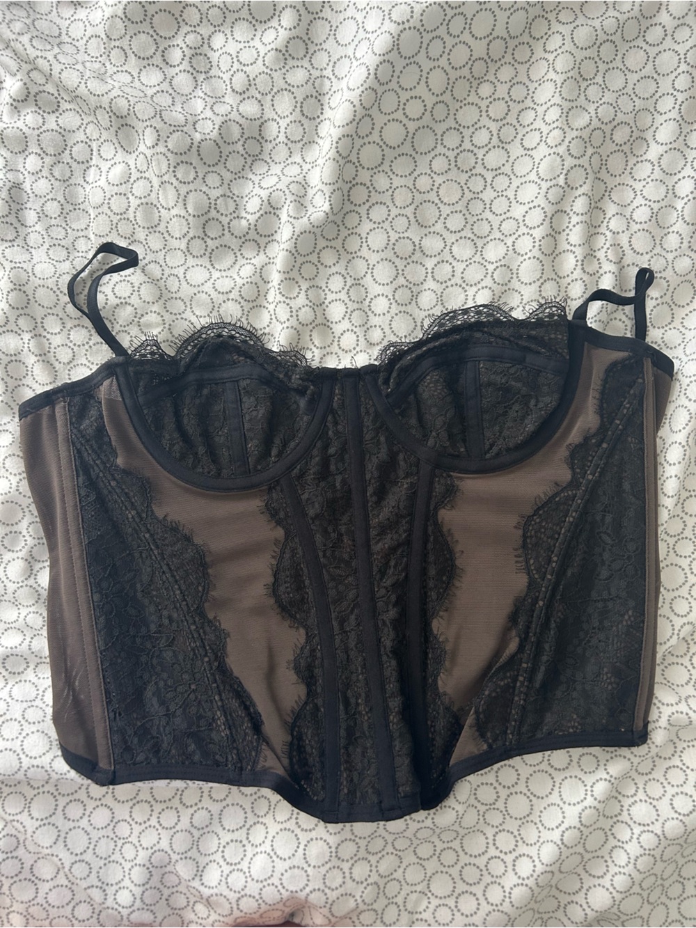 Out From Under Lace Corset Bustier Top in Black